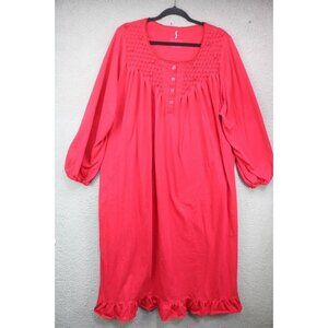 Serenada Long Red Fleece Nightgown-Size 2X-Pockets